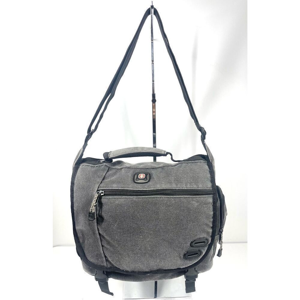 SwissGear Zinc Canvas Gray 14” Laptop Messenger Bag Shoulder Bag Top Handle